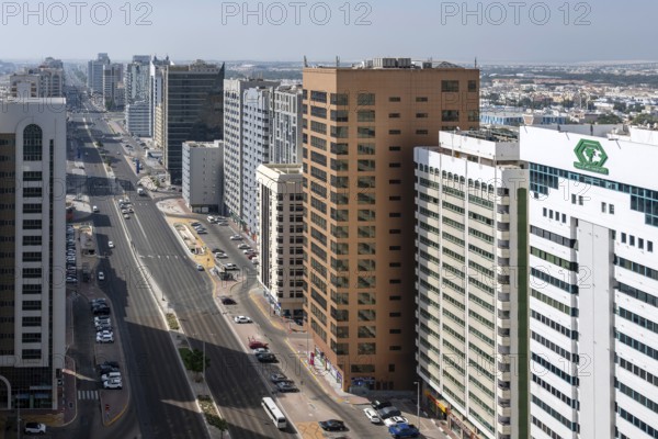 Skyscrapers and Sheikh Rashid Bin Saeed Street, Abu Dhabi, United Arab Emirates