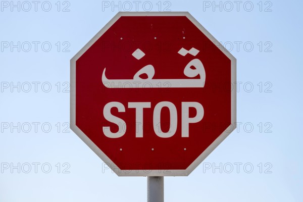 Traffic sign Stop, Abu Dhabi, United Arab Emirates