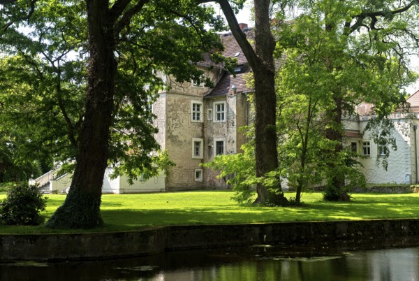 Mellenthin moated castle, Mellenthin, Usedom Island, Mecklenburg-Western Pomerania, Germany
