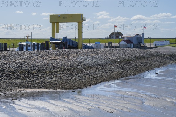 Jetty, harbour, Nordstrand, North Frisia, North Sea, Schleswig-Holstein, Germany