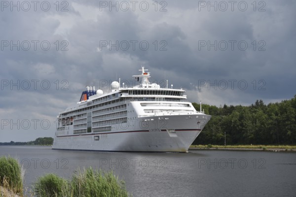 Cruise ship EUROPA 2 travelling through the Kiel Canal, NOK, Kielkanal, Kiel Canal, Schleswig-Holstein, Germany