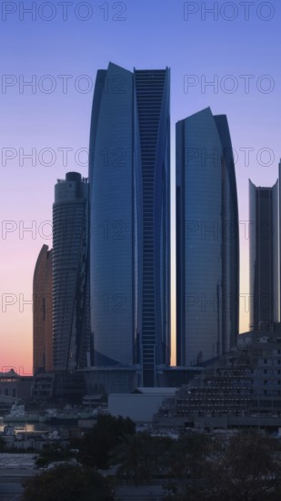 UAE, United Arab Emirates, Abu Dhabi downtown panorama and financial center skyline