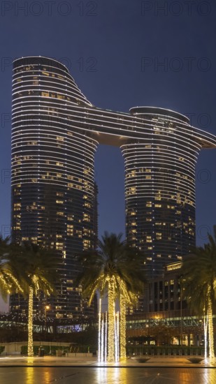 UAE, Dubai downtown financial skyline and business shopping center near Dubai Mall