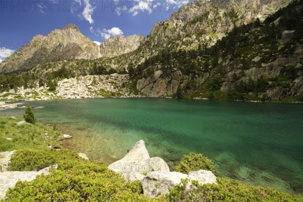 Lake Estany de Monestero in the Aigüestortes i Estany de Sant Maurici National Park, Catalonia, Spain