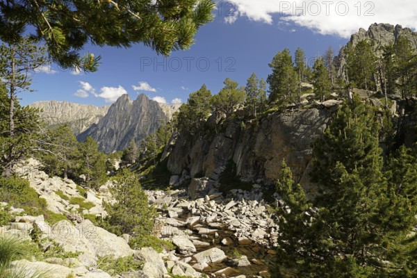 Mountain landscape in the Aigüestortes i Estany de Sant Maurici National Park, Catalonia, Spain