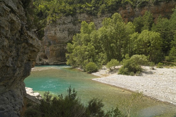 The River Ara in the Spanish Pyrenees near Ainsa, Spain