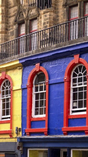 Edinburgh, Scotland. Victoria street near Royal Mile in historic center. Major tourist attraction