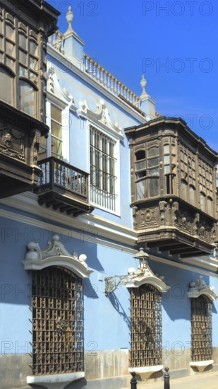 Lima, Peru, colonial streets around Central plaza Mayor or Plaza de Armas in historic city center