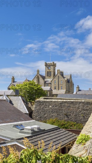 Lerwick, a coastal city in Shetland Scotland British Islands in England with scenic medieval houses