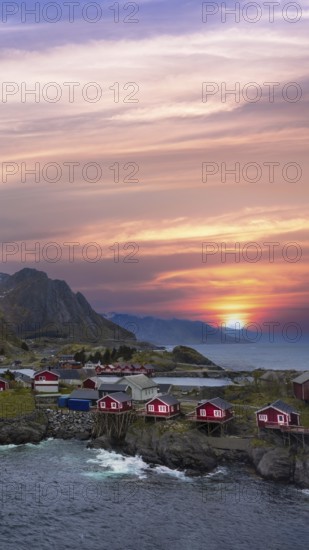 Beautiful Reine fishing village, scenic dramatic views of Lofoten islands in Norway