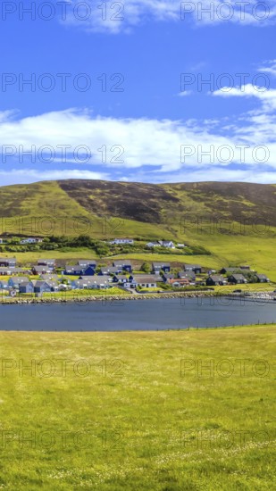 Scotland Shetland scenery in England with cliffs, ocean views and green pastures