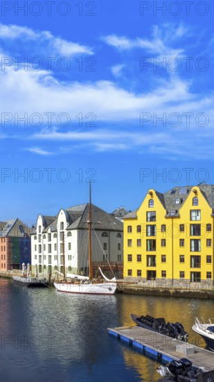 Alesund, port town on the west coast of Norway famous for Art Nouveau architecture and fjords