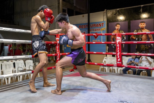 Thai boxing Muai Thai boxer in action, Pattaya, Thailand