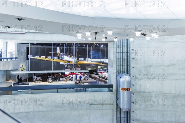 The Mercedes-Benz Museum in Stuttgart presents a journey through the automotive history of the global corporation. The history of the Mercedes star begins with the first automobile in 1886. Stuttgart, Baden-Württemberg, Germany