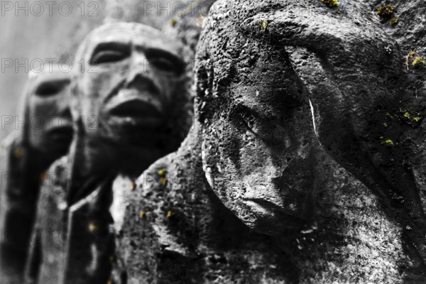 Bittermark memorial, memorial site, detail of the relief, artist Karel Niestrath, Dortmund, Ruhr area, North Rhine-Westphalia, Germany