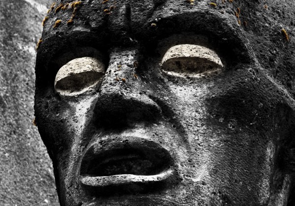 Bittermark memorial, memorial site, portrait of the tortured main figure, artist Karel Niestrath, Dortmund, Germany