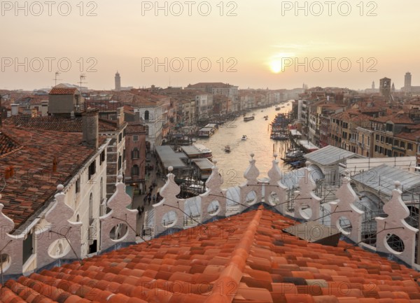 View of the Grand Canal from the Fondaco dei Tedesch in the Rialto district, Venice, Veneto, Italy