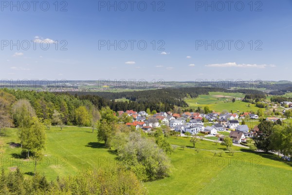 View of Lossburg from the Vogtei Tower in the northern Black Forest, Baden-Württemberg, Germany