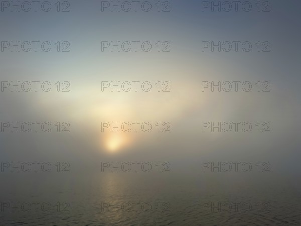 Evening atmosphere, fog over Lake Starnberg, Bavaria, Germany