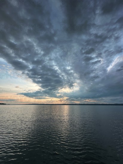 Evening mood, clouds over Lake Starnberg, Bavaria, Germany