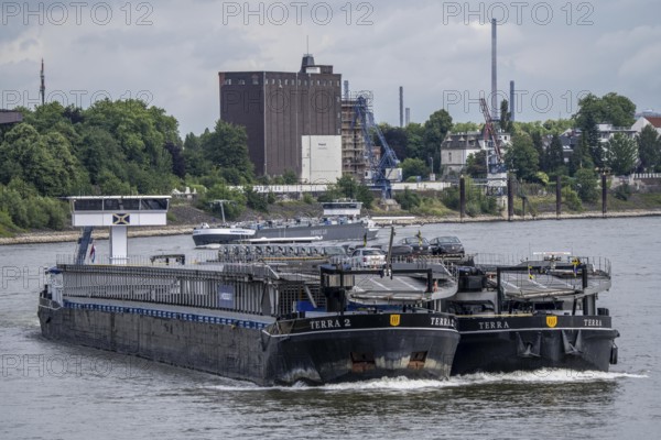 Cargo ship on the Rhine, car transporter Terra 2, Duisburg, North Rhine-Westphalia, Germany