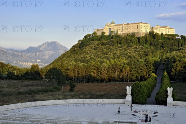 Cemetery of Polish soldiers, World War II military cemetery, memorial site under the Benedictine Abbey of Montecassino on Monte Cassino, Cassino, Frosinone, Lazio, Italy