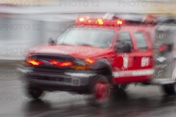 Ambulance driving at high speed, Motion blur, City of Quito. Pichincha province, Ecuador, South America