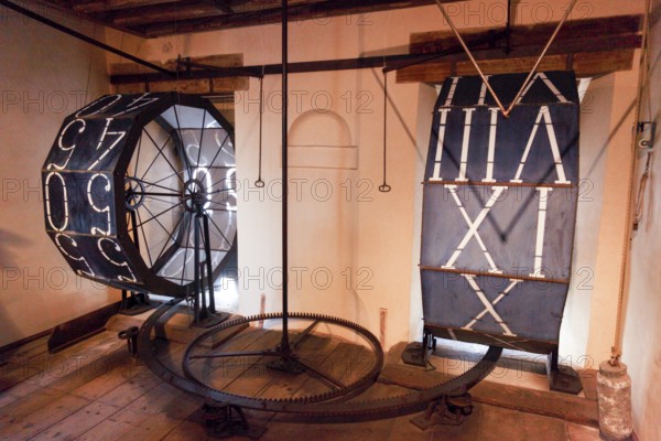Movement of the astrological clock, Torre dell'Orologio (1496-1506, the clock shows moon, sun phases and zodiac signs, St Mark's Square, Venice, Veneto, Italy