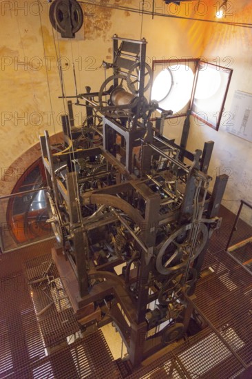 Movement of the astrological clock, Torre dell'Orologio (1496-1506, the clock shows moon, sun phases and zodiac signs, St Mark's Square, Venice, Veneto, Italy
