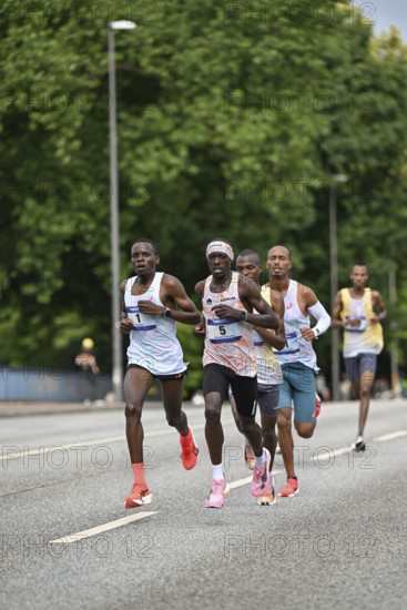 Samwel Mail Kenya and Edward Kimutai Cheserek Kenya as the best placed runners at the 31st Hella Half Marathon 2025, Hamburg, Germany