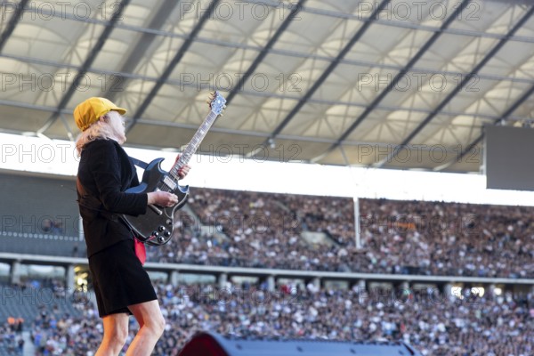 Angus Young, lead guitarist of AC/DC live on Power Up Tour 2025 at the Olympiastadion Berlin on 30 June 2025