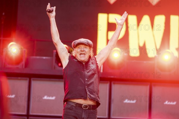Brian Johnson, lead singer of AC/DC live on Power Up Tour 2025 at the Olympiastadion Berlin on 30 June 2025