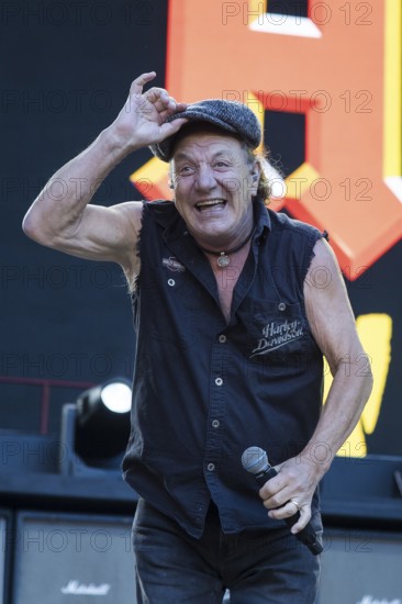 Brian Johnson, lead singer of AC/DC live on Power Up Tour 2025 at the Olympiastadion Berlin on 30 June 2025