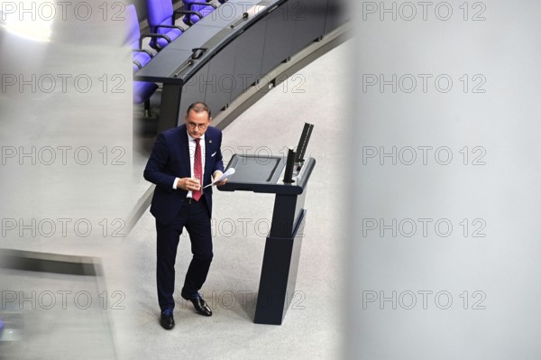 Tino Chrupalla (AfD) after his speech in the Bundestag in response to the government statement by Federal Chancellor Friedrich Merz (CDU)