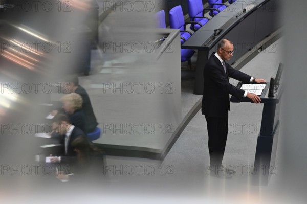 Federal Chancellor Friedrich Merz (CDU) during his government statement today