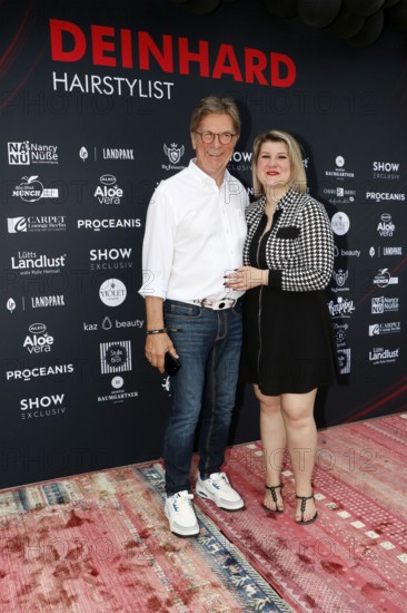 Arno Funke and Janine Becker at the VIP opening of the new Deinhard Salon Am Mühlanger 3, Berlin, 28 June 2025