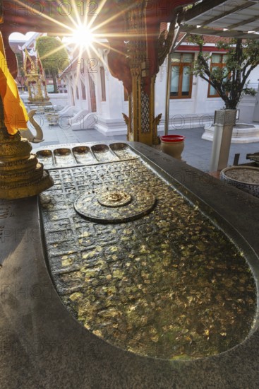 Buddha's footprint at sunset, Wat Chana Songkhram, Bangkok, Thailand