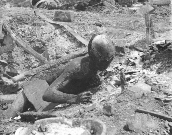 War victims, civilians. Presumably Shangai or in the immediate vicinity. Second World War in Asia. The Second Sino-Japanese War began on 7 July 1937 and lasted until 9 September 1945. It was an all-out invasion of China by the Japanese