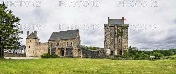 Panorama of Castle ruin of Chateau de Saint-Sauveur-le-Vicomte, Manche, Normandy, France