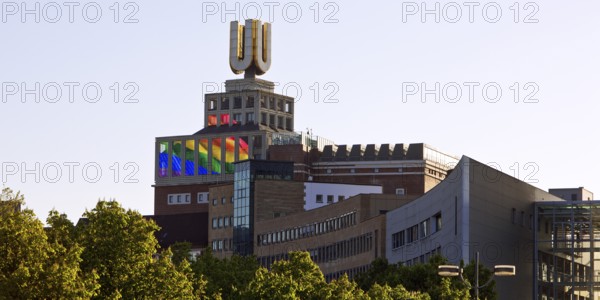 Dortmunder U, Flying Pictures by Adolf Winkelmann, Dortmund, Germany