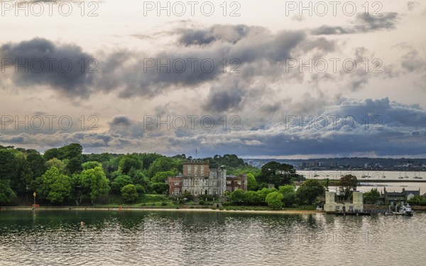 Sunset over Brownsea Castle, Brownsea Island, Poole, Dorset, England, United Kingdom