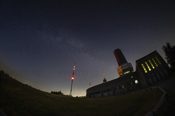 The Milky Way passes over the summit of the Großer Feldberg in the Taunus, near Frankfurt am Main, Großer Feldberg in the Taunus, Schmitten, Hesse, Germany
