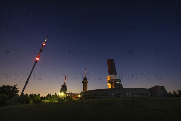 The stars shine in the sky above the summit of the Großer Feldberg in the Taunus, near Frankfurt am Main, Großer Feldberg in the Taunus, Schmitten, Hesse, Germany