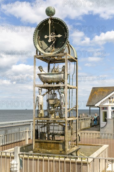 Water clock on the pier at Southwold, Suffolk, England, UK invention by Tim Hunkin