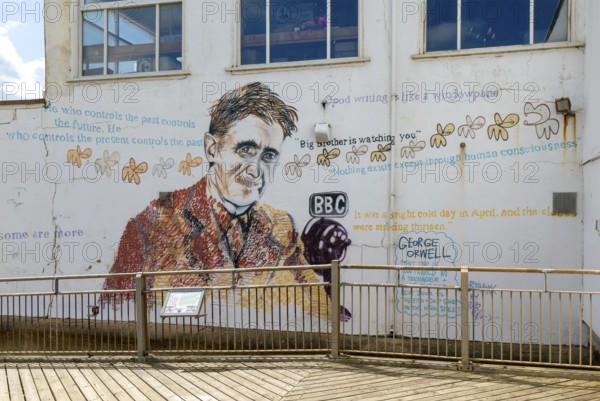 George Orwell mural picture Southwold, Suffolk, England, UK by artist Charles Uzzell-Edwards 2014