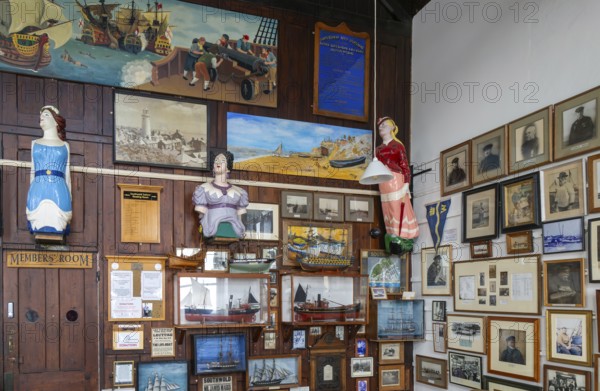 Interior of historic The Sailors Reading Room, Southwold, Suffolk, England, UK