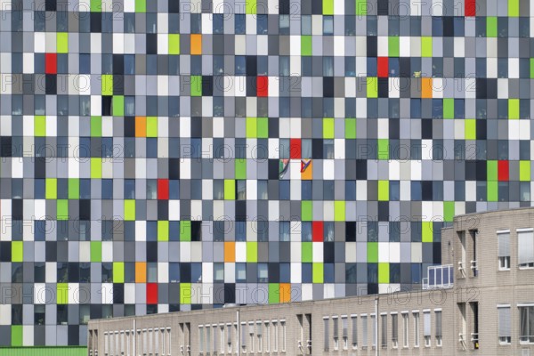 The Casa Confetti student residence, with colourful façade, in the Science Park, Utrecht University, Netherlands