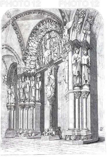 Portal at the Cathedral of Santiago de Compostella, Spain, Historical, digitally enhanced reproduction of a model from around 1860