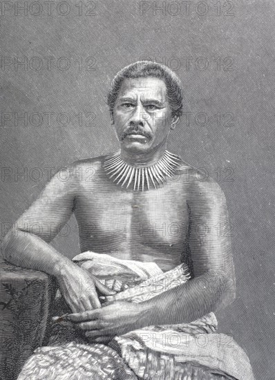King Malietoa Laupepa, royal candidate of the British on Samoa, around 1880, digitally enhanced reproduction of a 19th century model, historical, exact date unknown