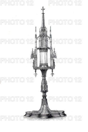 Religious artefacts, Reliquary monstrance from Klosterneuburg Abbey, Lower Austria, Austria, Historical, digitally enhanced reproduction from an original from around 1860